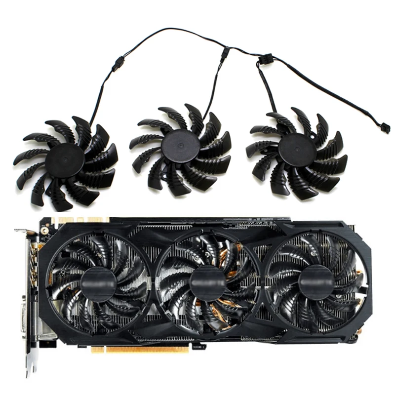 3pin T128010SM PLD08010S12H кулер вентилятор для Gigabyte GV-N970WF3OC-4GD GTX970 видеокарта вентилятор охлаждения