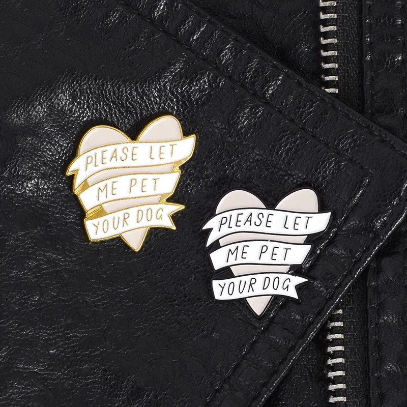 Набор из 2 брошей в форме собаки сердца значки на лацкан с Твердой эмалью броши