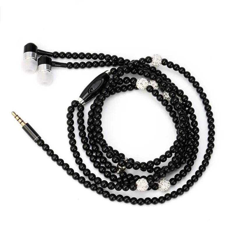 Жемчужное ожерелье с наушниками auriculares con cable розовое со стразами ювелирные