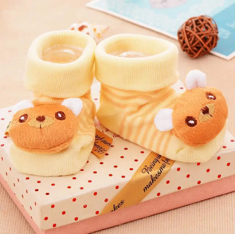 Kawaii/1 пара; хлопковые носки для малышей; нескользящие носки-тапочки с резиновой подошвой для детей ясельного возраста; сезон осень-весна; модные носки с милыми рисунками животных для новорожденных - Цвет: 12