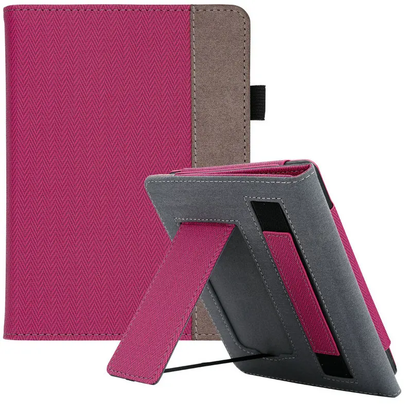 WALNEW чехол-подставка подходит для Kindle Paperwhite 10го поколения из искусственной кожи чехол умный защитный чехол с ремешком на руку - Цвет: Hot Pink