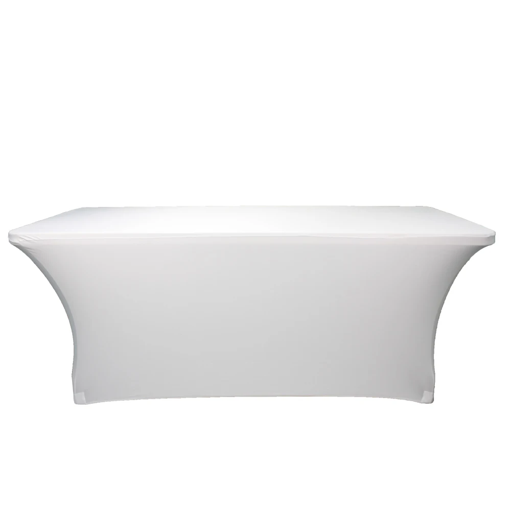 White 4ft 6ft 8ft Black White lycra Stretch Banquet Table Cloth Salon SPA Tablecloths Factory Massage Treatment Spandex Table Cover - Цвет: White