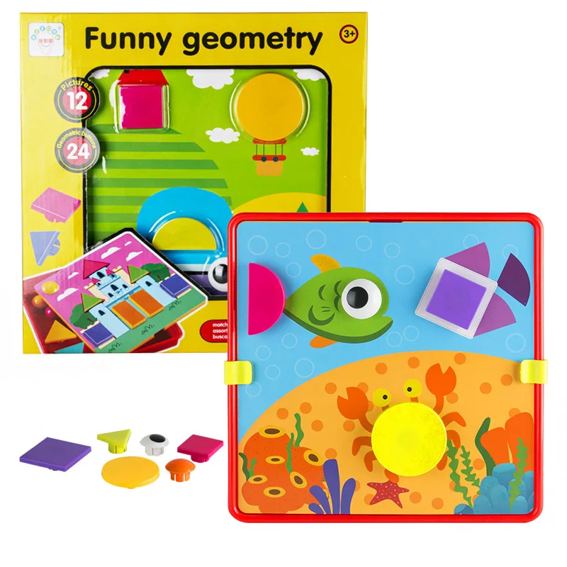 

Candice guo plastic toy creative button idea DIY geometry nail shape match board kindergarten baby birthday gift christmas gift