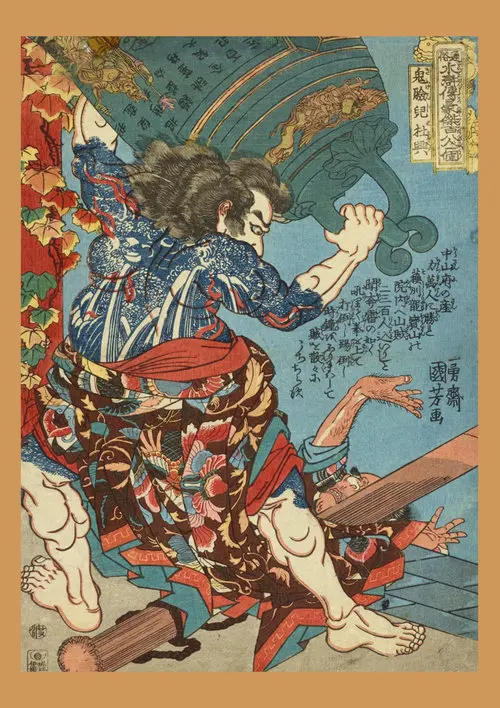 SMT13-6 Ukiyoe плакат японский портрет, холст, живопись в японском стиле ретро Самурай Азиатский воин настенные художественные украшения дома - Цвет: SMT13-6