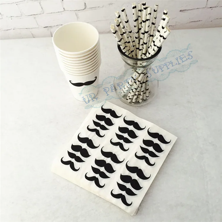 20 шт. бумажная салфетка с черными усами для дня рождения и праздника свадебные