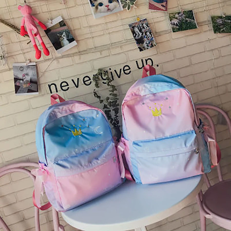 2019 новая корона вышивка градиент женские рюкзаки модная лента школьные для