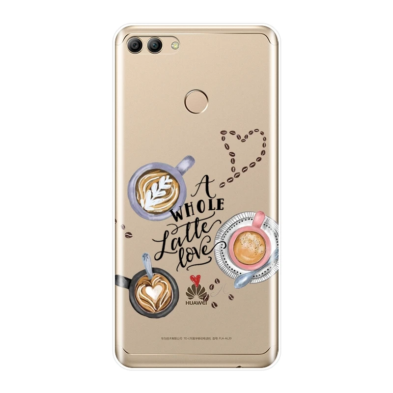 For Huawei Y3 Y5 Y6 II Y7 Pro Phone Case Silicone Coffee Girl Drink Soft Back Cover Prime 2017 2018 Y9 2019 | Мобильные телефоны и