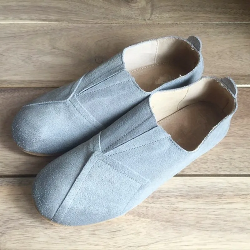 Новый 2016 осень обувь Из Натуральной кожи Чистый ручной плоские туфли ретро