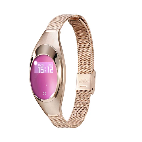 Gold Z18, женские наручные часы, 0,49 дюймов, OLED, металлический ремешок на запястье, измеритель сердечного ритма, артериального давления, умный браслет для женщин - Color: Gold