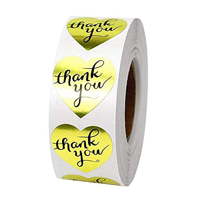 1 дюйм/рулон бумаги в форме Золотого сердца благодарим вас наклейки этикетки для