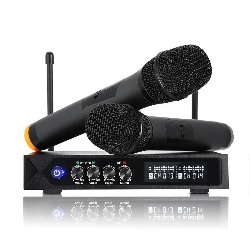 Для домашнего использования UHF K tv микрофон с микшером preamplier караоке реверберация