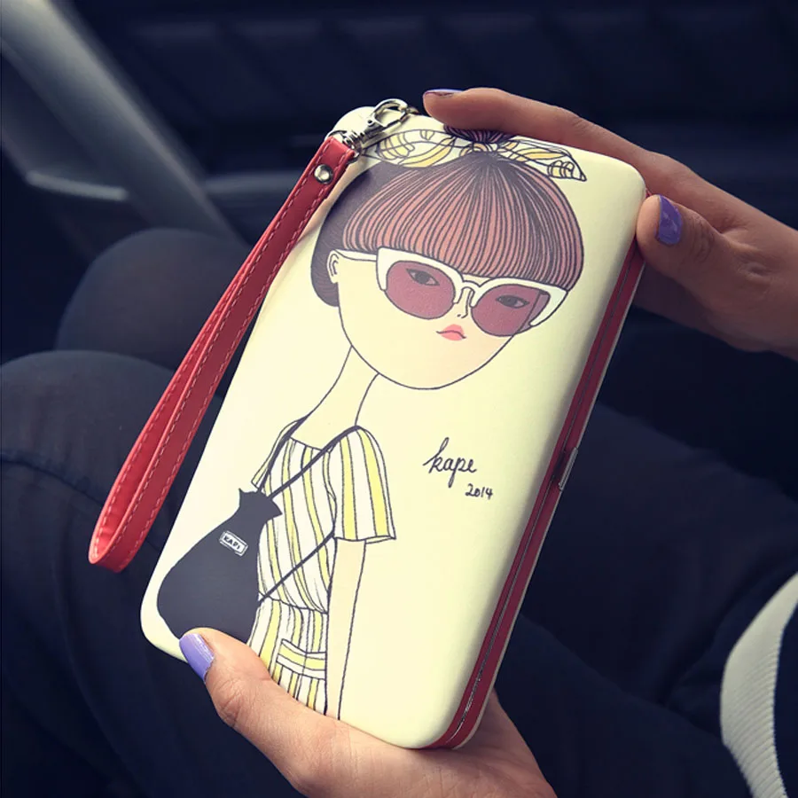 Женский милый кошелек сумка для телефона мультяшная Сумочка с принтом клатч из