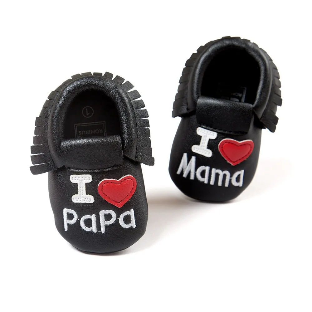 Кожаные детские мокасины I love papa mama обувь для мальчиков и девочек популярные