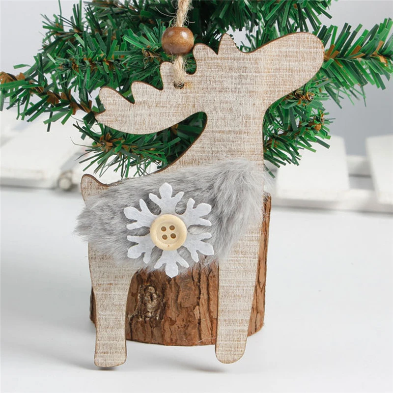 C Снежинка деревянные украшения деревенская Рождественская елка висячий