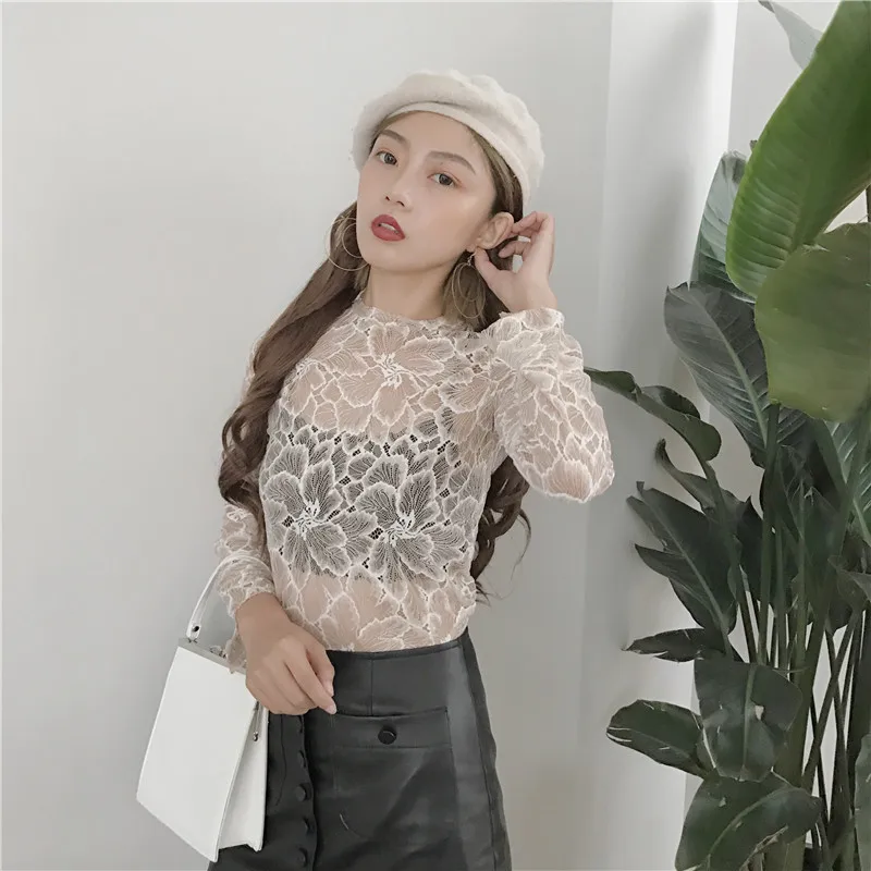 new fashion brand autumn/summer style Women's Clothing Blouses black lace chiffon Shirts Female prairie chic tops vetement femme |