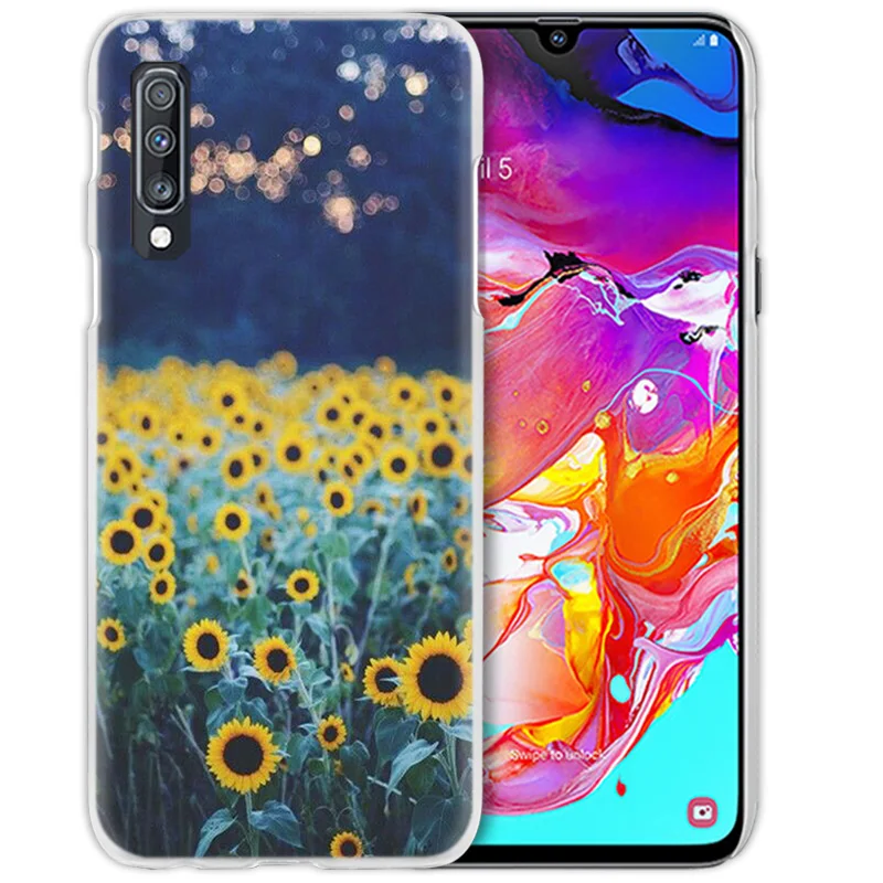 Чехол Sunflower Rose для Samsung Galaxy A50 A70 A20e A40 A30 A20 A10 A70s A50s A9 A7 2018 жесткий прозрачный чехол