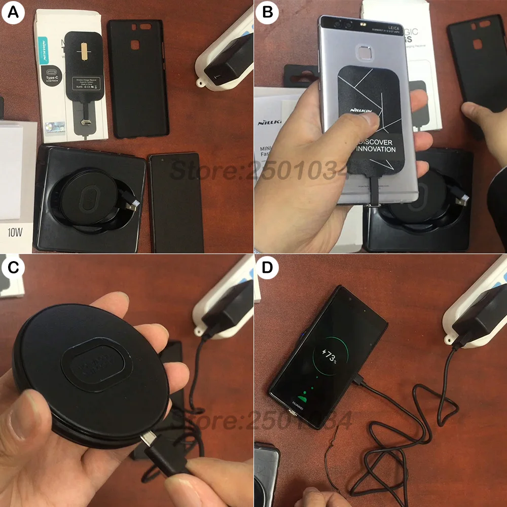 Nillkin Мини Qi Беспроводное зарядное устройство+ USB-C type C приемник Беспроводная зарядка для Oneplus 5 5T 6 6T 7 LG G6 V20 для Google Pixel 2 XL