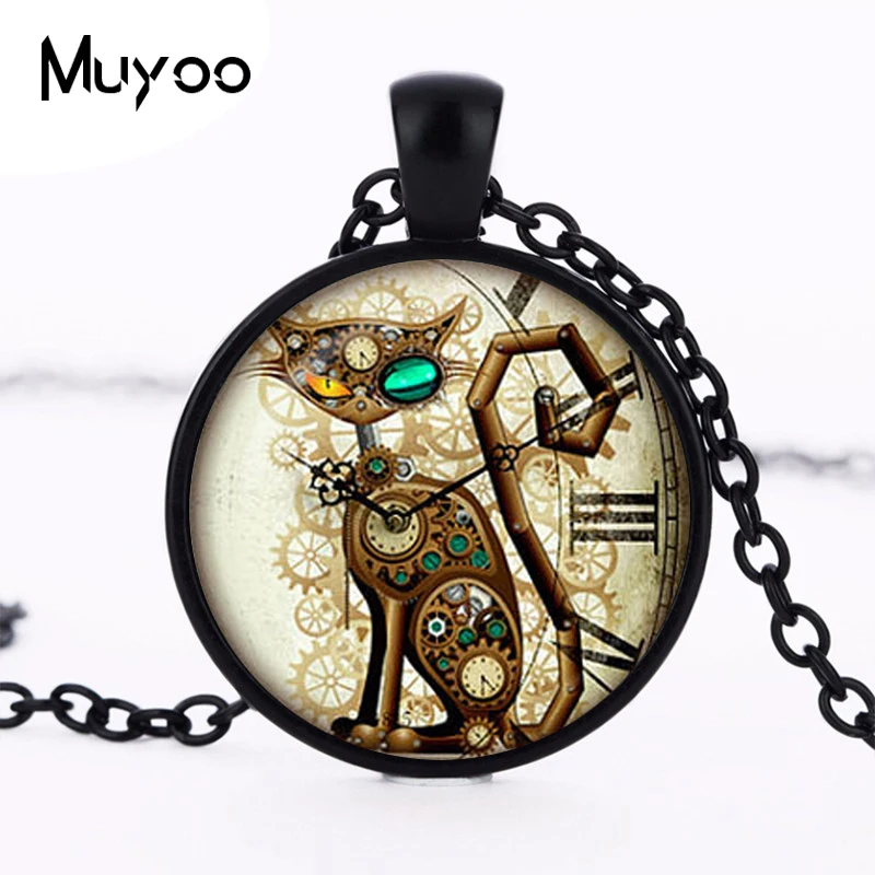 hotSteampunk кот кулон часы-подвеска в стиле стимпанк посеребренный кулон стимпанк ювелирные изделия HZ1