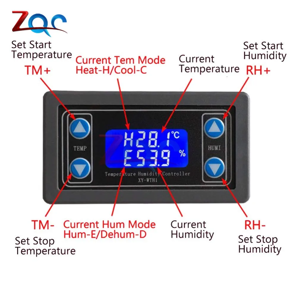 DC 12 В AC 110 В 220 В LED/LCD цифровой регулятор температуры и влажности Измеритель термостат гигрометр термометр гигрометр Отопление