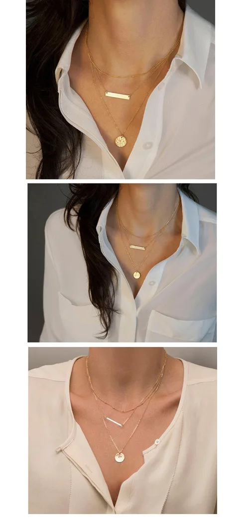 Женское многослойное ожерелье Mossovy украшенное металлическими пайетками модные