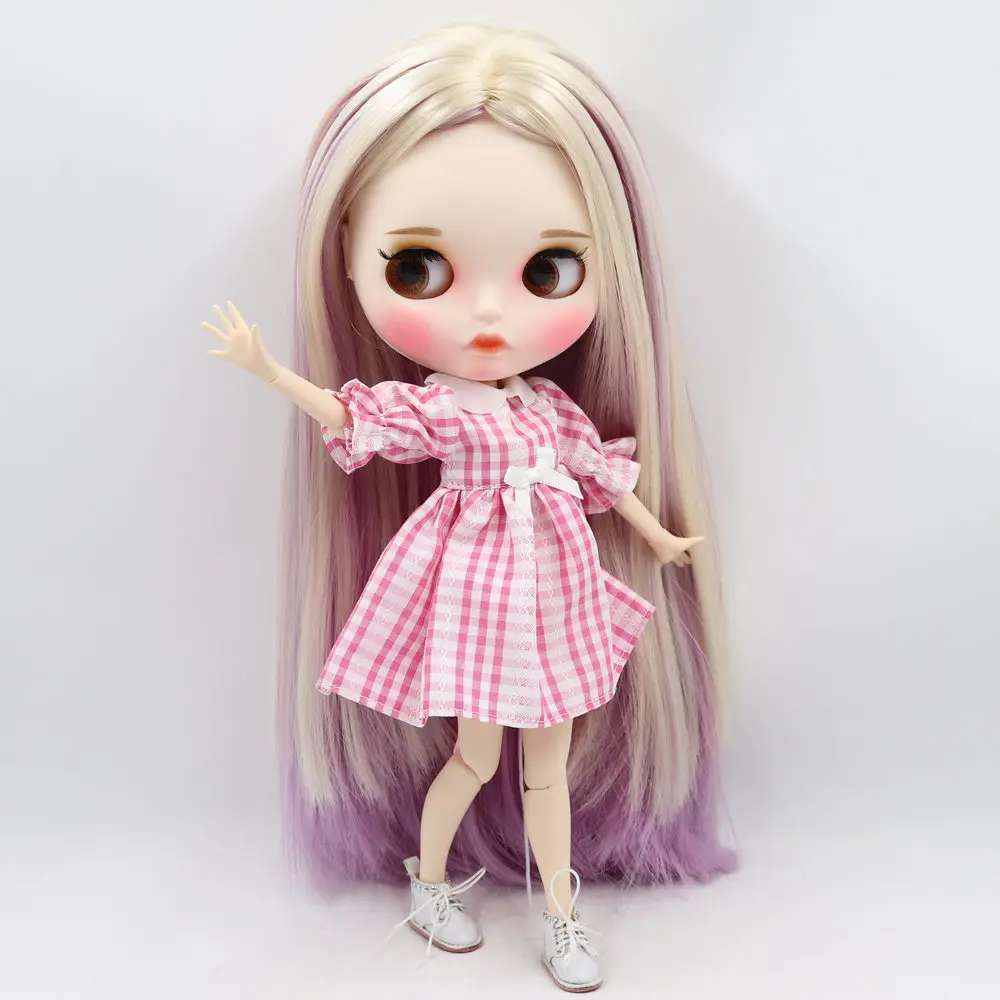 ICY Nude Blyth кукла для No. BL6025/2137/6122 блонд смешанный фиолетовый и розовый волосы резные губы матовые лица шарнир тела 1/6bjd