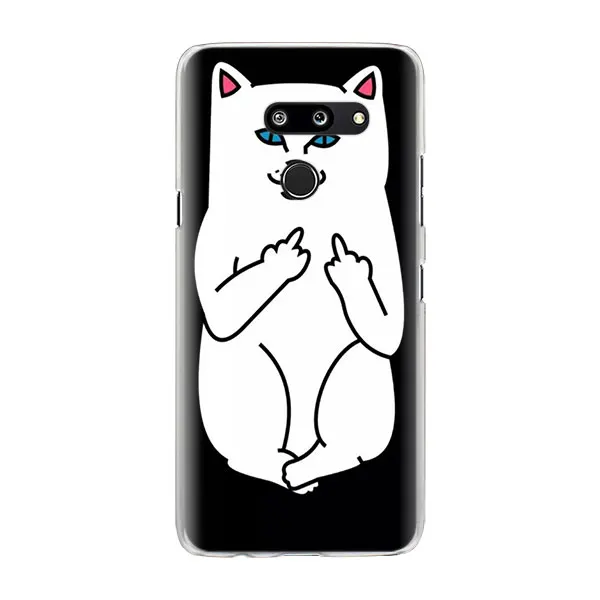 12 Мило популярным средний палец кошка телефонные чехлы для LG G7 G8 ThinQ G5 G6 V30 V40 V50 ThinQ Q6 Q7 жесткий поликарбонатный чехол-крышка - Цвет: 12