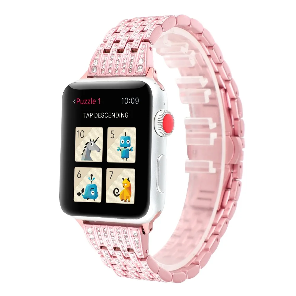 Хрустальные стразы ремешок из нержавеющей стали для Apple Watch Series 4 3 2 модный iwatch