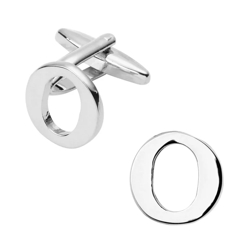 

A pair of high quality silvery letter O Cufflinks design men's shirt cuff brass Cufflinks wholesale and retail