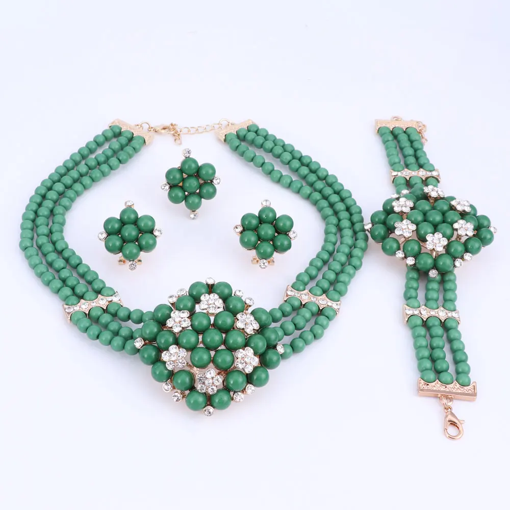 Классические бусины колье кристалл ювелирные наборы нигерийские африканские