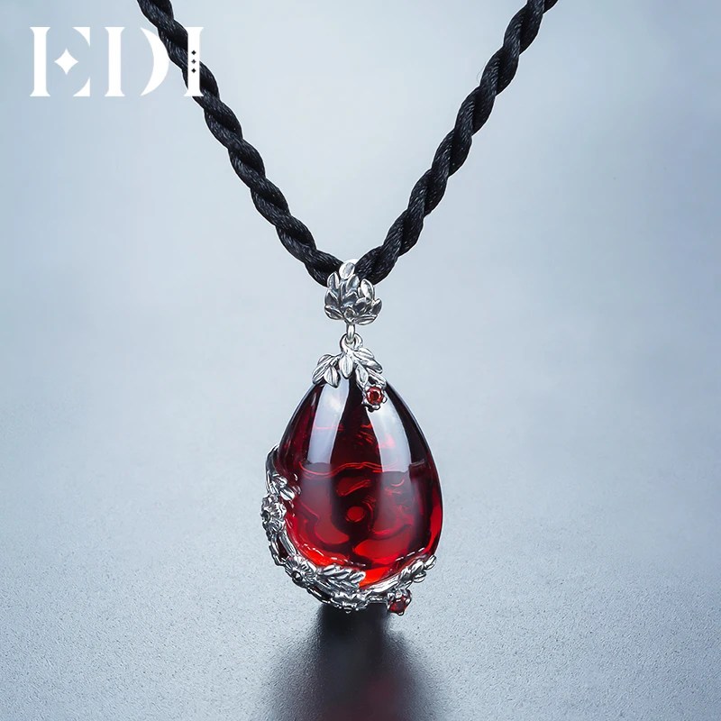 EDI Ретро Королевский драгоценный камень гранат 100% стерлингового серебра 925 пробы