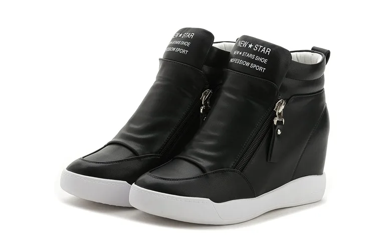 Женские кроссовки на высокой танкетке женская кожаная повседневная обувь