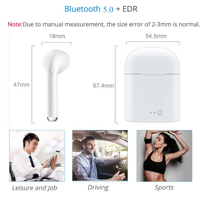 Беспроводные TWS наушники i7s Bluetooth беспроводная гарнитура True Wireless спортивные
