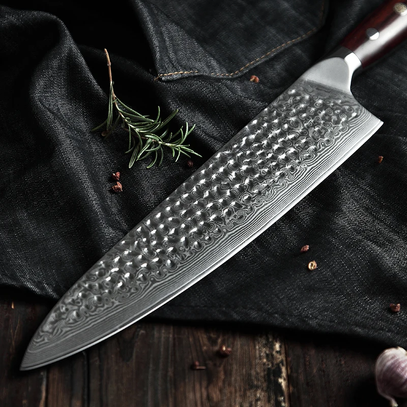 HEZHEN 10 ''дюйма мясника Ножи Кухня ножи японской дамасской Сталь шеф повара нож