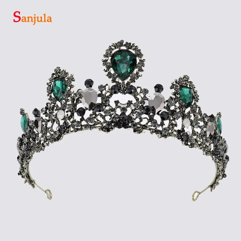 Винтажные Свадебные короны с зелеными стразами 2020 новый дизайн свадебные тиары