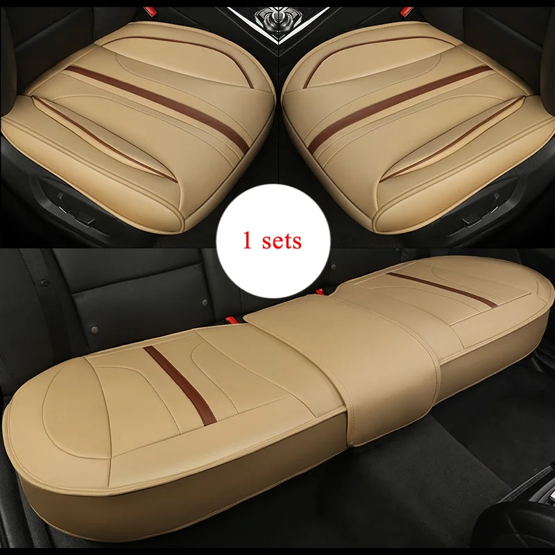 1 sets Beige Ультра-роскошное одно сиденье без спинки PU старшее кожаное автомобильное сиденье защита автомобильные чехлы для большинства четырехдверных седанов и внедорожников - Название цвета: 1 sets Beige