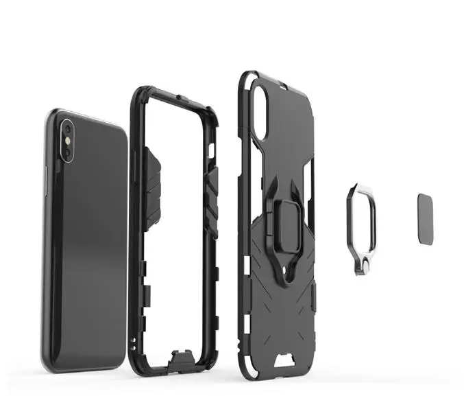 For iPhone 5 6 6S 7 8 Plus X XS MAX XR Case Magnetic Suction Ring Bracket Cases Silicone Rubber Hard Armor Cover |
