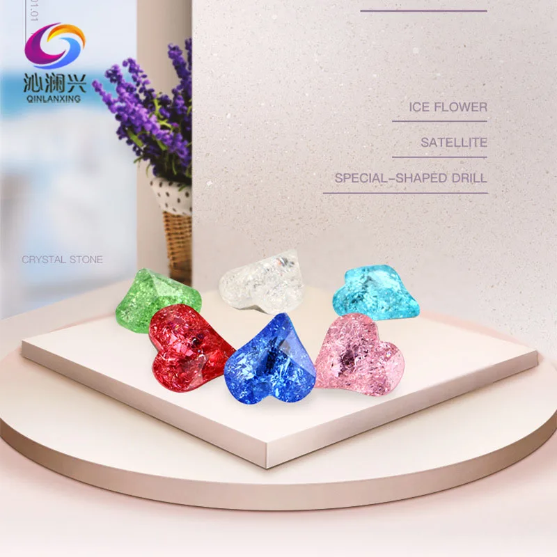 Супер красота Ледяной цветок цветной в форме сердца K9 высокое качество gass Кристалл 3D острые камни diy/дизайн