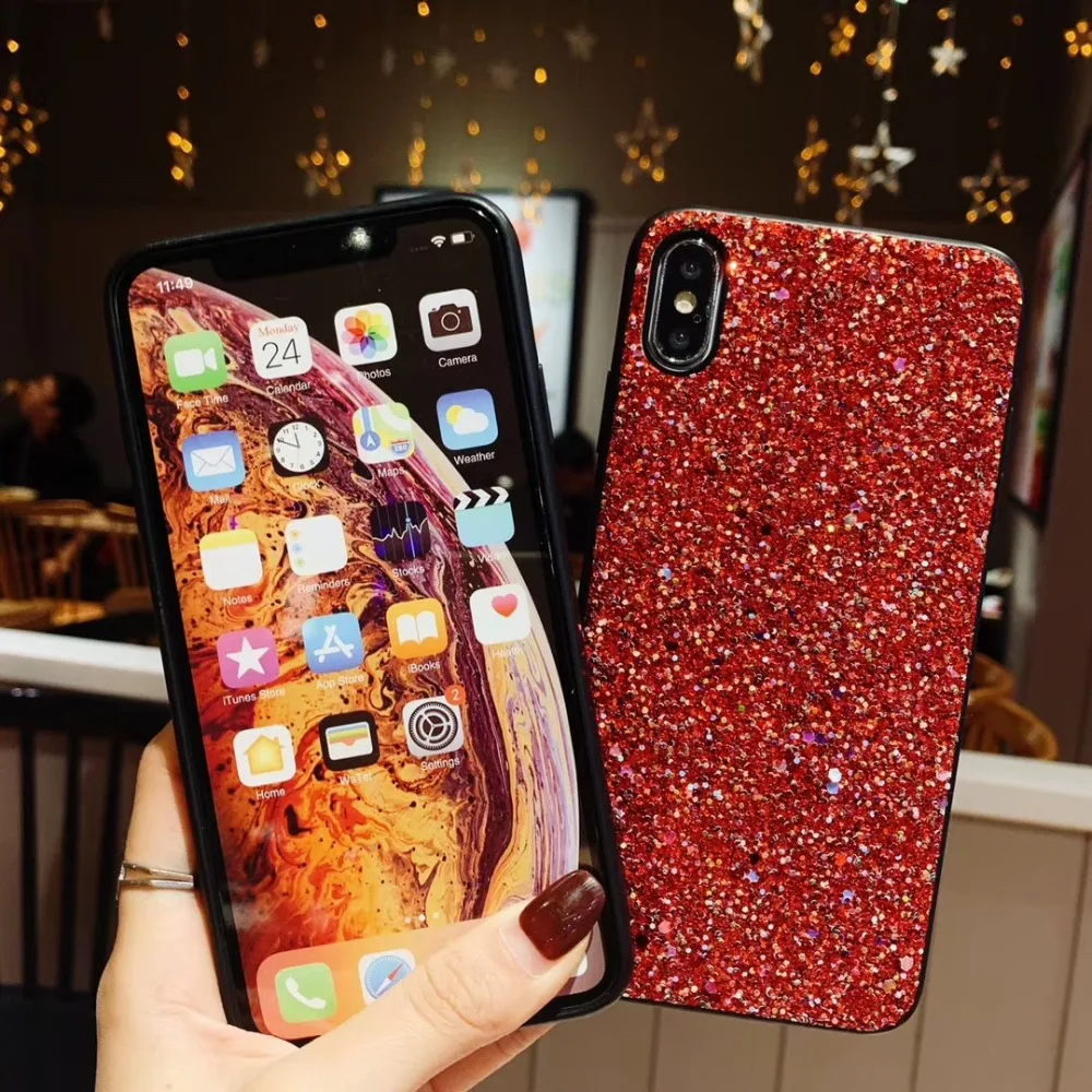 Высококачественный Блестящий блестящий чехол для iPhone 7 Plus 6 6 S Plus 8 Plus Phone X XR XS максимальный чехол для задней панели телефона fundas coque