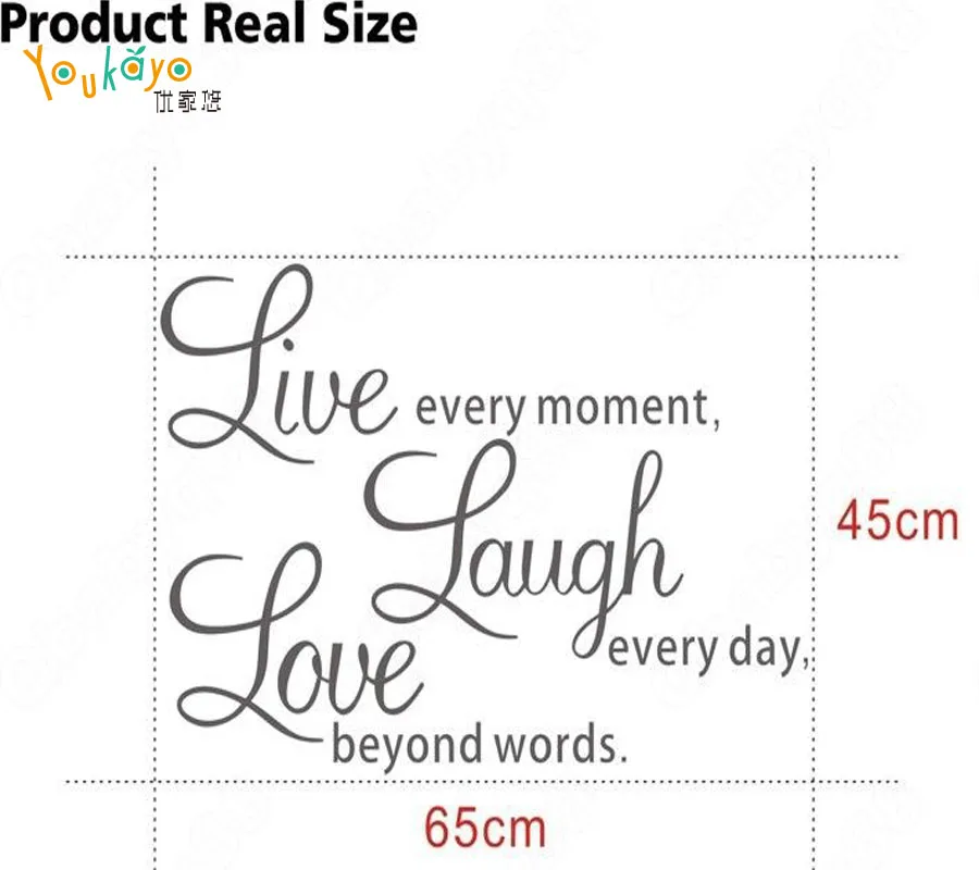 Wallpapers Quotes decals Removable stickers decors Vinyl art-Live laugh love Room Bedroom | Дом и сад