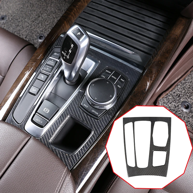 For BMW X5 X6 F15 F16 2015-2018 Car Accessories Interior Center Gear Shift Panel Cover Frame Trim For LHD Real Carbon Fiber