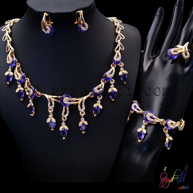 Yulaili 2017 пакистанские наборы свадебных ювелирных изделий Модные Позолоченные