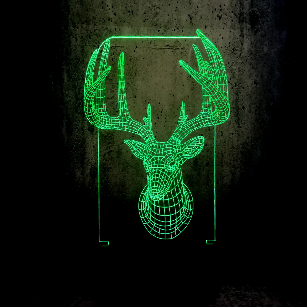 Горячая продажа ретро животное олень Олень Wapiti 3D LED USB лампа 7 видов цветов