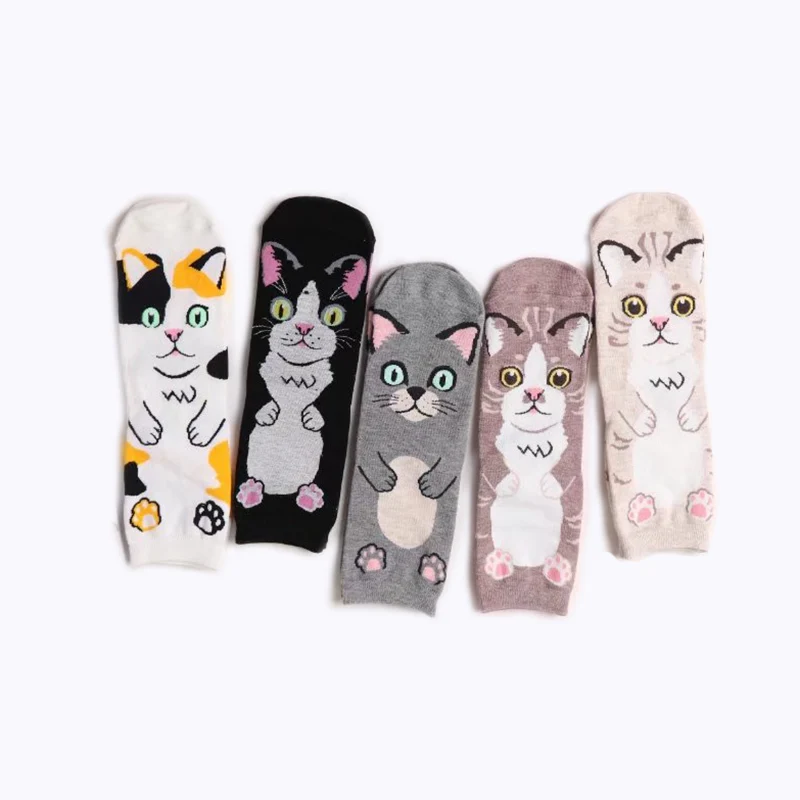 Peonfly отдыха мультфильм Черный Смешные милые кошки Носки для девочек женские узор