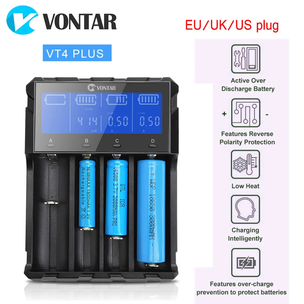 Зарядное устройство 4 слота ЖК-дисплей для Li-Ion Ni-MH Ni-Cd AAA LifePO4 3,7 V 14500 18650 22650 зарядное устройство для аккумуляторов