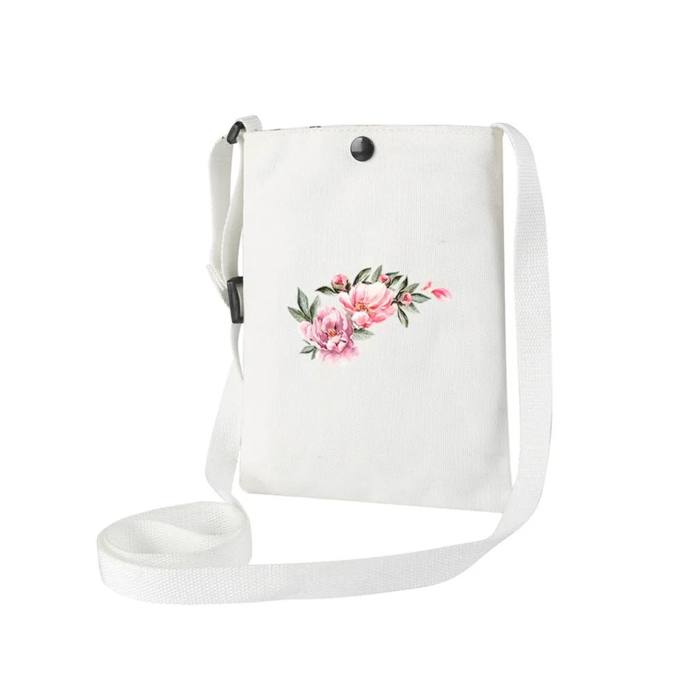 Мужская Холщовая Сумка через плечо для девочек сумка с цветочным рисунком из