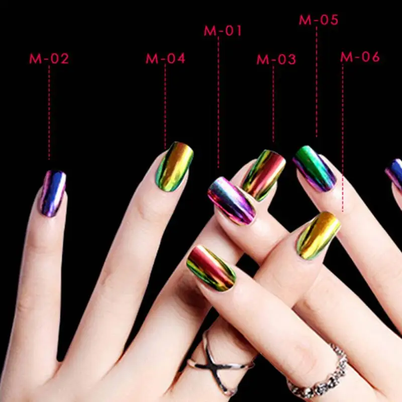 6 цветов Дизайн ногтей глиттер Косметическая пудра Dust для UV GEL акриловая