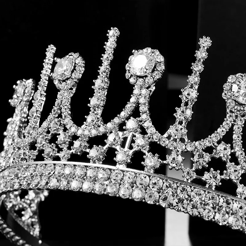 Модная свадебная корона с кристаллами Подружка невесты фианитом Посеребренная