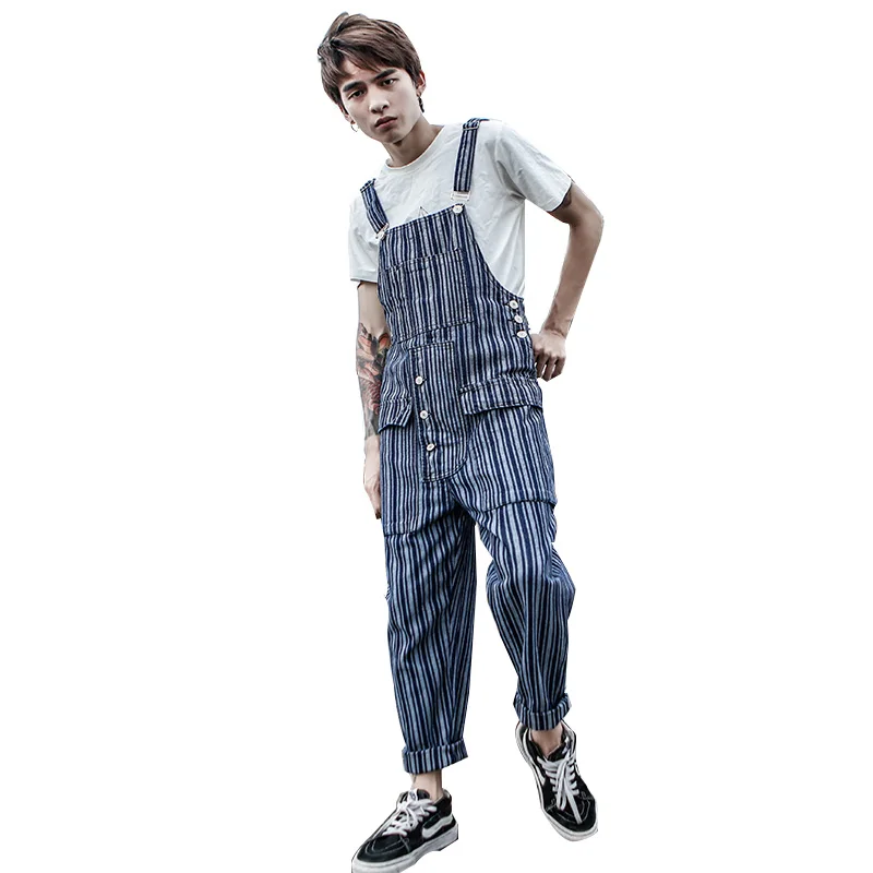 Модные повседневные мужские комбинезоны в японском стиле Харадзюку синюю