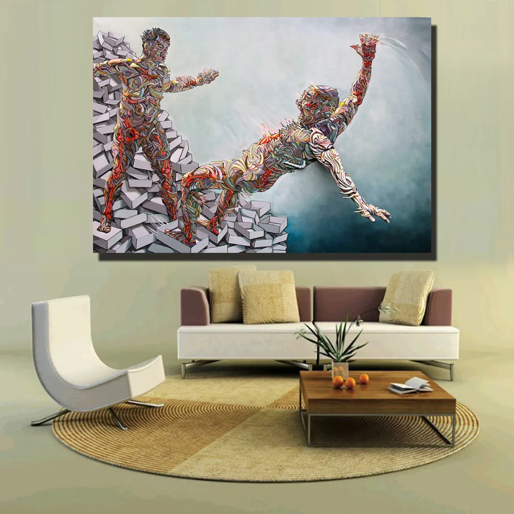 QKART Home Decor Canvas Wall Art Human Behaviour by Shaka Oil Painting Print Pictures for Living Room | Дом и сад