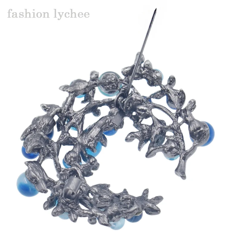 Модные lychee Ретро ветви дерева полукруглой формы Красивые Броши со стразами для